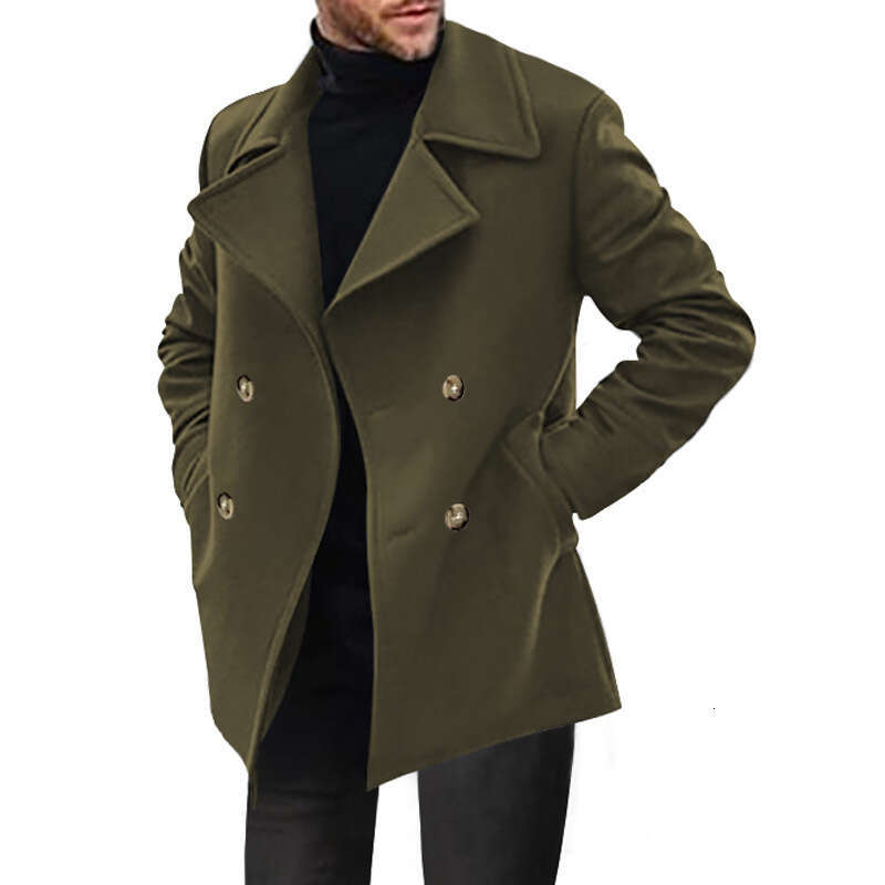 Cross-Border Independent Station Trench Coat 2025 Spring Autumn Overcoat Mid-Length Foreign Trade Amazon Casual Men's Jacket