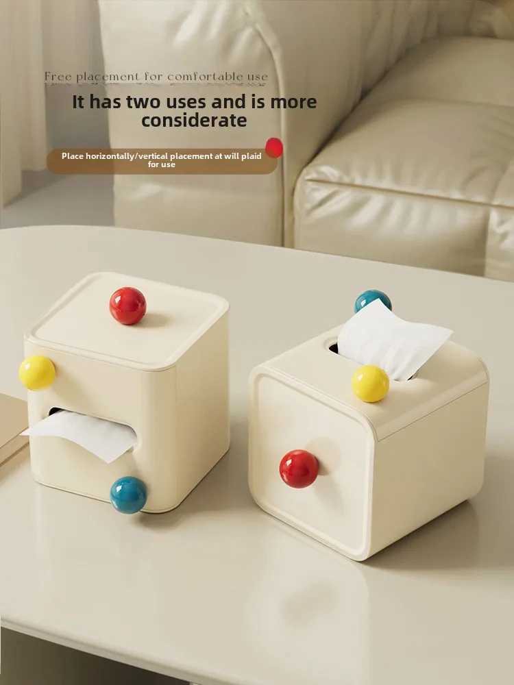 Creative Cr Sle Tissue Box Roll Paper Towel Storage Holder Desktop Living Ro Dining Table Dered Tissue Organizer Y251112