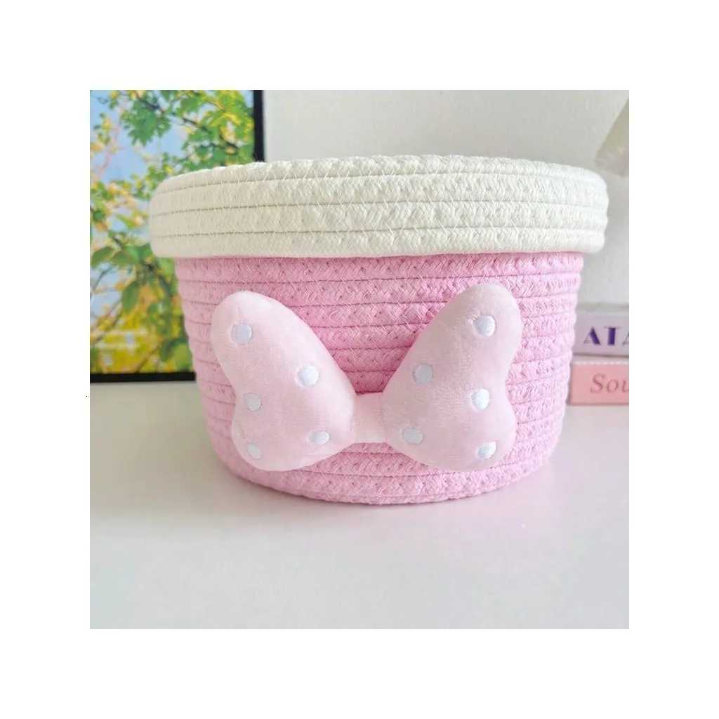 Cotton Rope Handmade Woven Storage Basket With Lid Simple Miscellaneous Organization Tool Living Ro Item Organization Basket Y251112