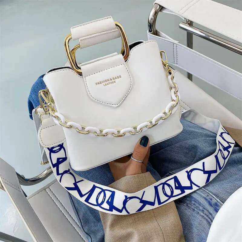 Designer Women's Bucket Thick Chain Handbags Purses Leather Shopper Shoulder Bag Female Mini Crossbody Bags Totes