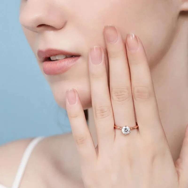 GRA 925 Sterling Silver Rose Gold Twisted Vine Rings for Women Round Shiny Luxury Moissanite Diamond Ring Wedding Fine Jewelry