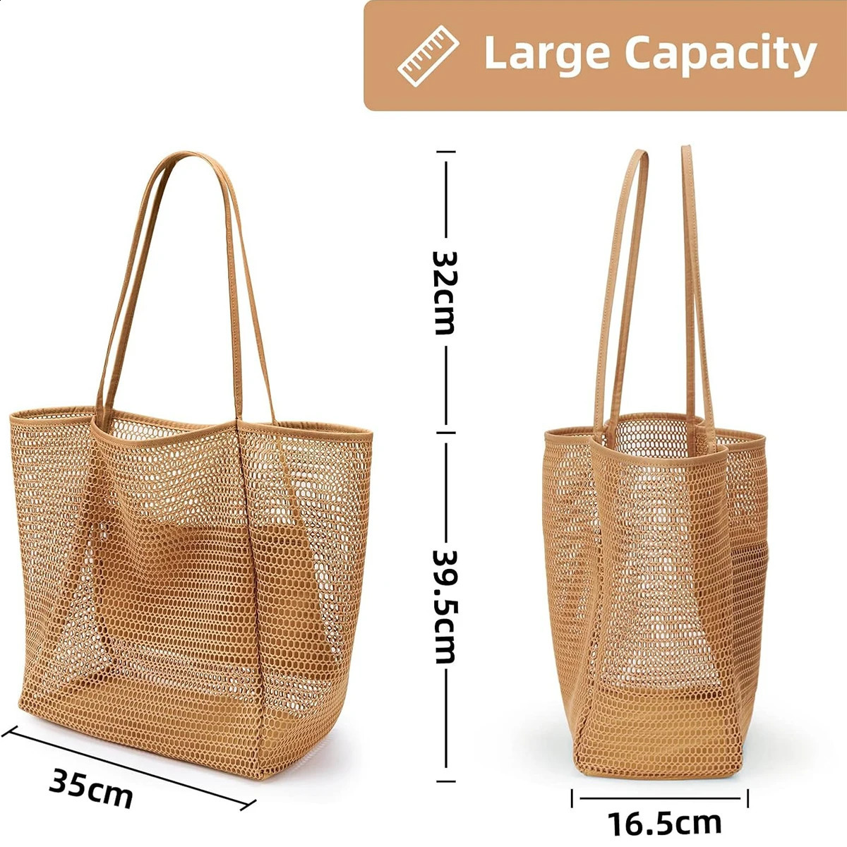 Mesh Beach Tote Womens Shoulder HandbagWomens Portable Washing and Swimming Clothing Storage Bag 250407