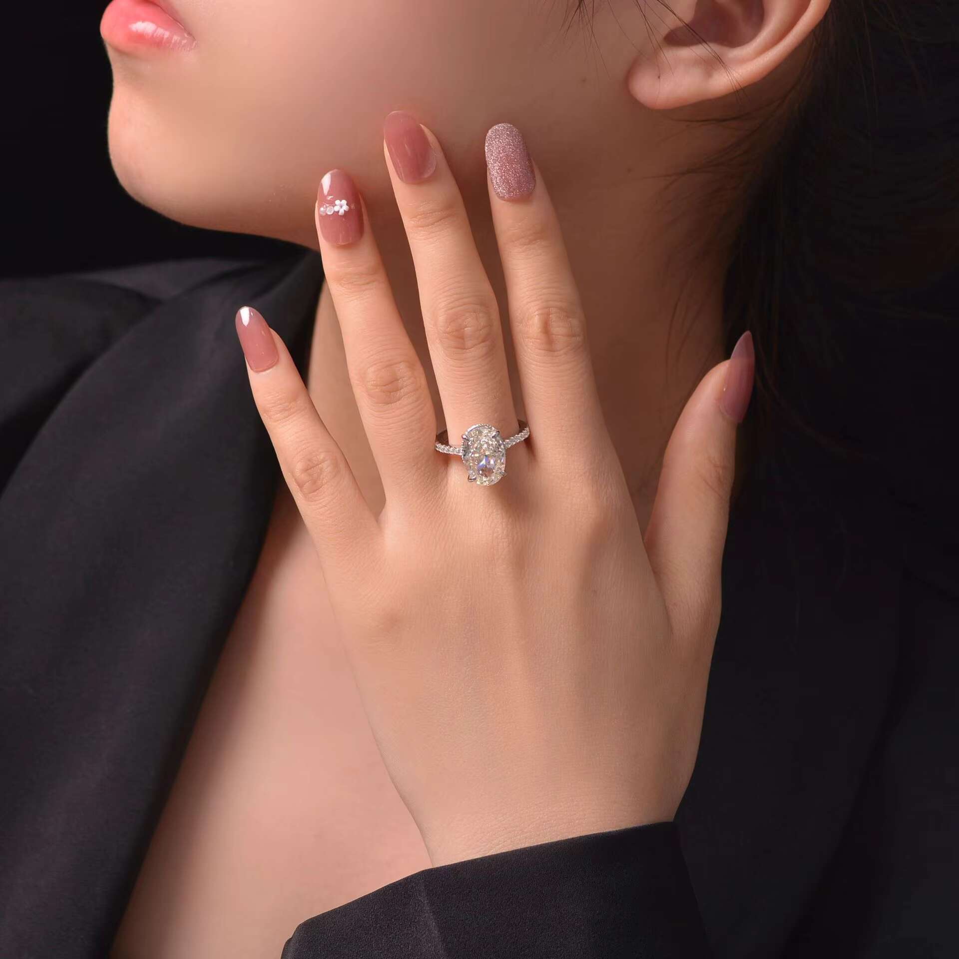 Optimal Price 18K White Yellow Rose Gold Gemstones Oval Moissanite Ring 24-hour Response Capability Wedding Suitable