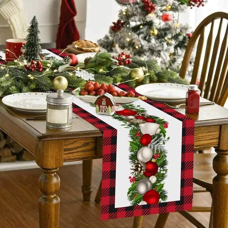 Christmas Christmas Table Runner Xmas Table Flag Cover Merry Christmas Decorations for Home 2024 Navidad Gifts New Year 2025 Tablecloth Y251113