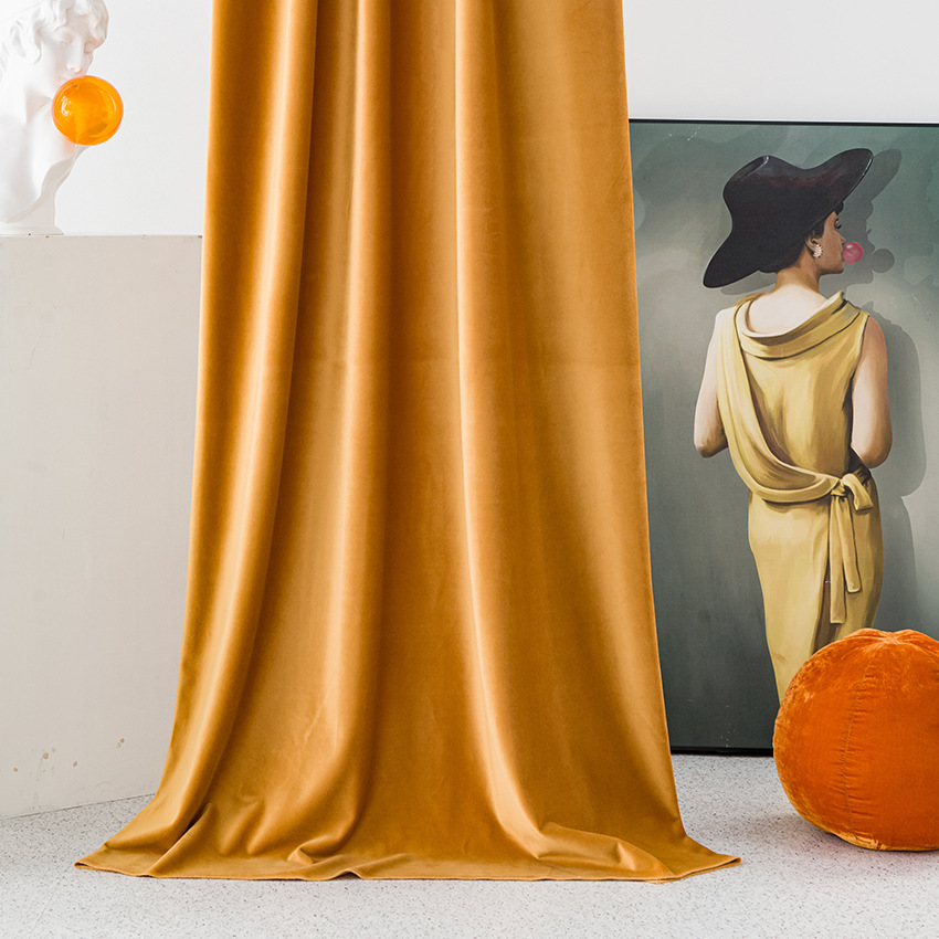 T0401 Velvet Curtains Blackout Solid Color Curtains for Living Room Bedroom Dining Custom Size Modem Thicken Nature Vertically Decor Curtain