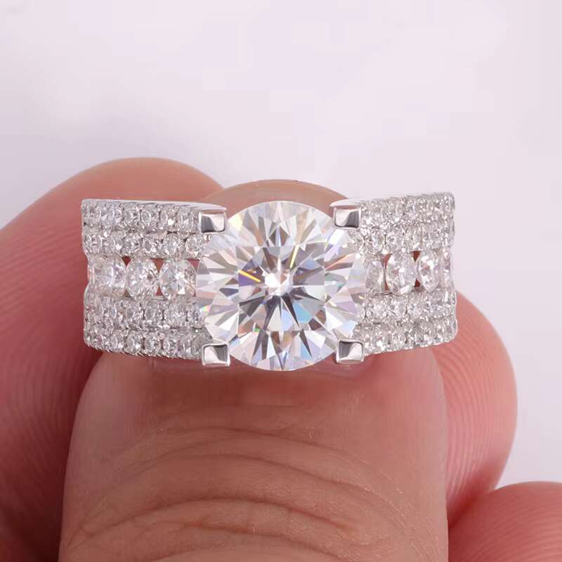 Luxury 3 CT Wedding Rings Moissanite Diamond Ring 18k White Gold Solid Ring for Women