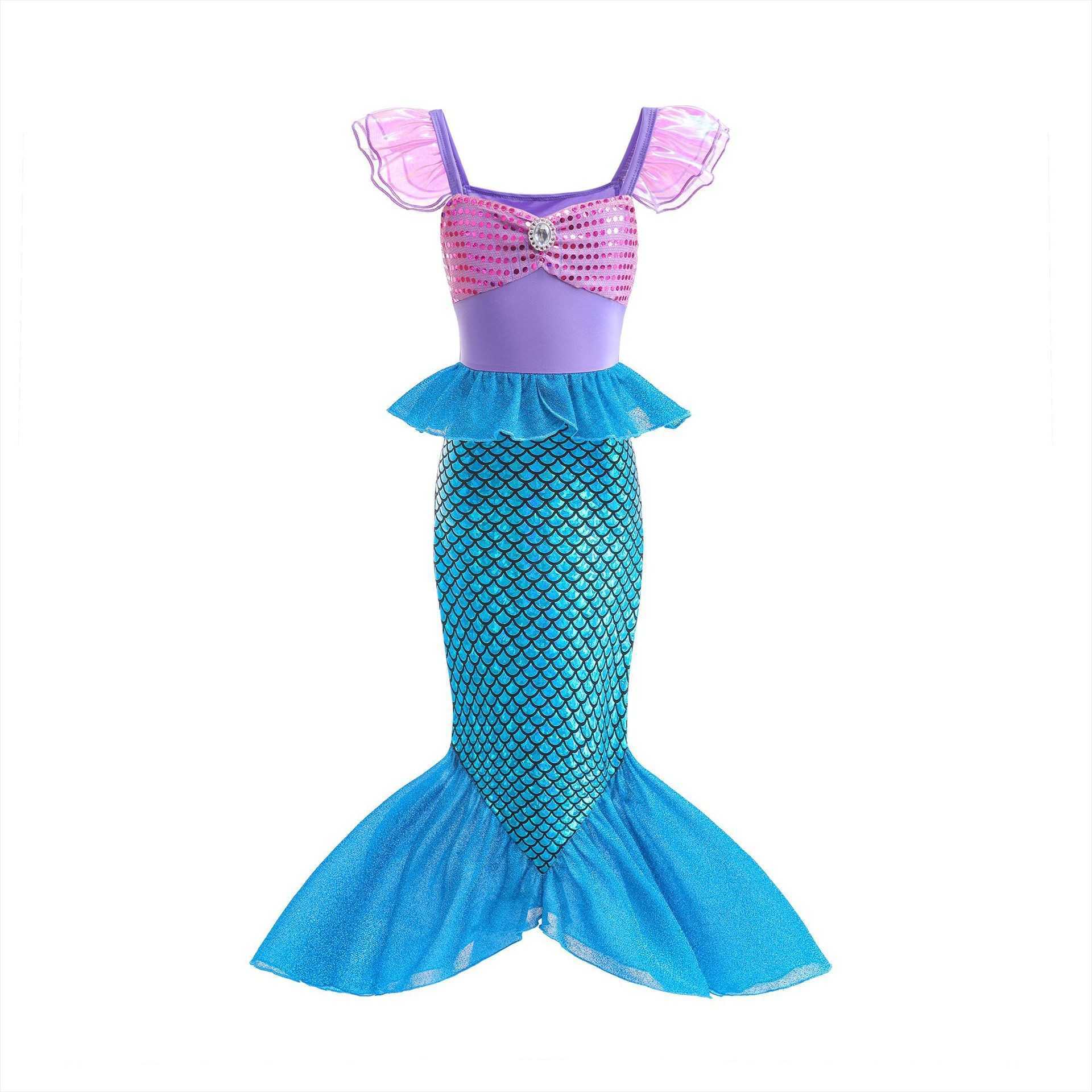 Girl's Dresses 2022 Halloween girls mermaid vest one-piece dress for childrens baby westernized sleeveless princess dress for babys long skirt Y2