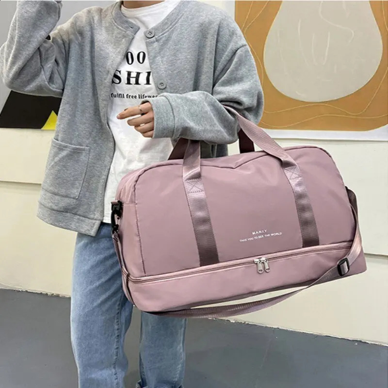 Travel Waterproof Duffel Gym Tote Bag Weekender Carry on Overnight for Women with Trolley Sleeve Wet Pocket250403