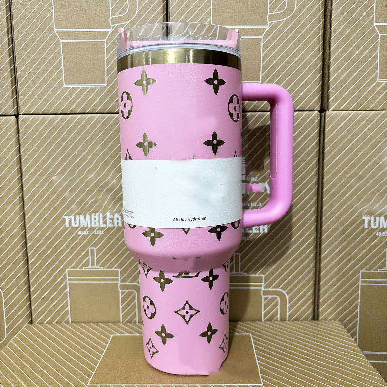 Fashion Hot Sale Water Bottle 40oz Stainless Steel Handle Lid and Straw Insulated Cup Christmas Birthday Gift With Logo