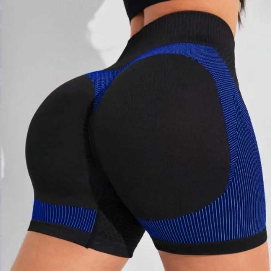 Womens high waisted training shorts with seamless hip lifting and abdominal control tight and comfortable pleated boots smiling yoga shorts Y250412