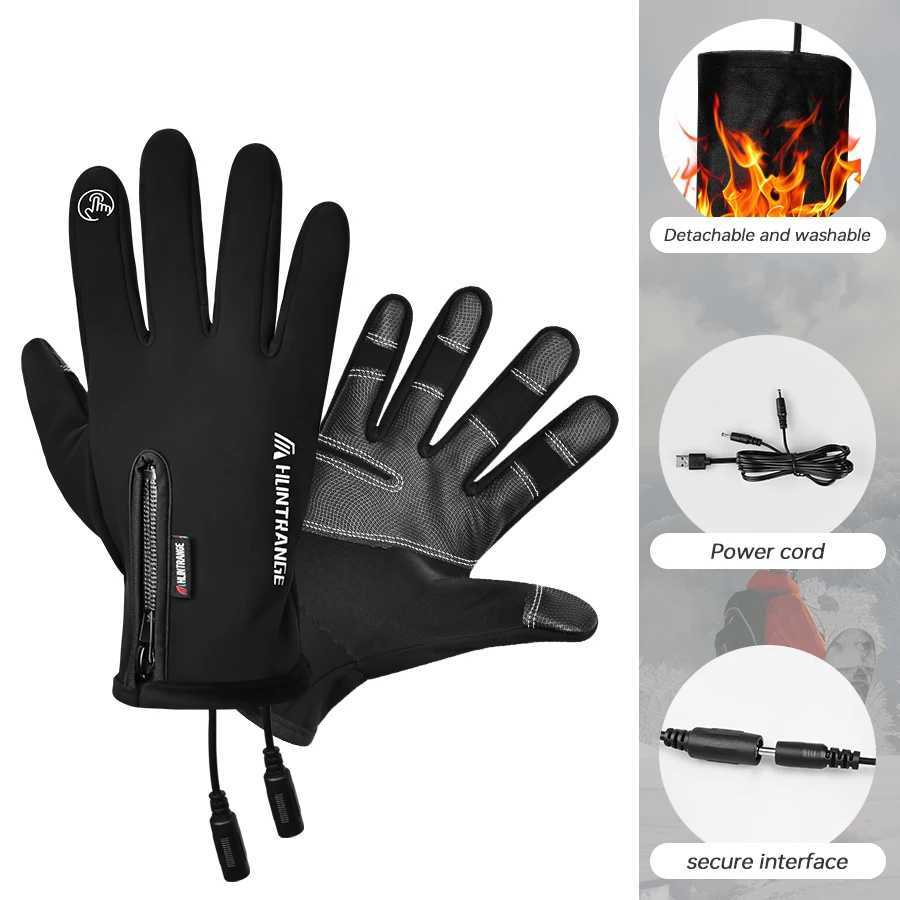 Heating Gloves USB 5-Second Fever Splashproof Touchscreen Polar Fleece Winter Warm Full Finger Gloves Heated Cycling MittensC250412