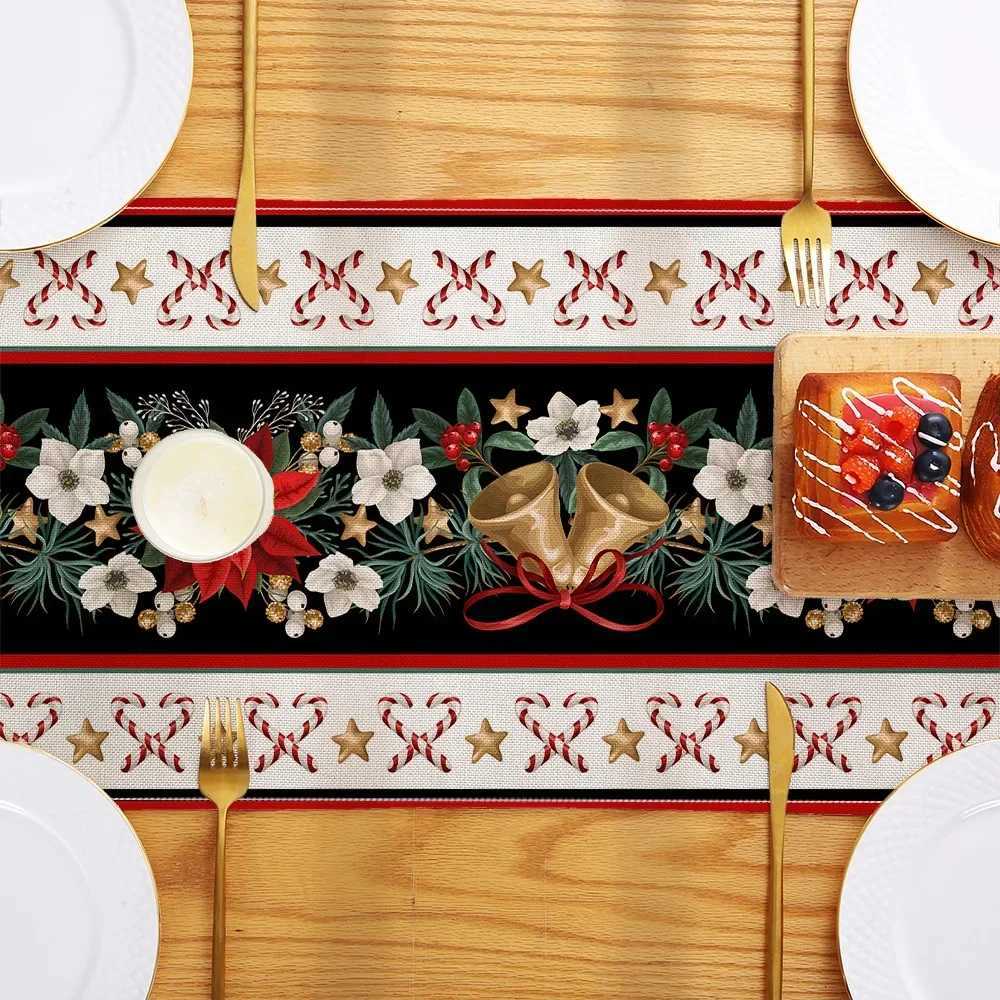 Christmas Christmas Table Runner Merry Christmas Decorations Cloth for Home 2025 Cristmas Day Table Flag Cover Gift New Year Tablecloth Y251113