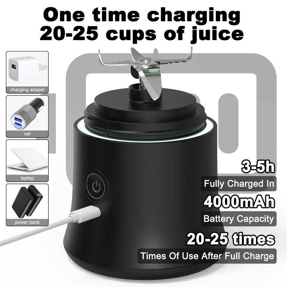Portable Blender 600ML Electric Juicer Fruit Mixers 4000mAh USB Rechargeable Smoothie Mini Blender Personal Juicer C251113