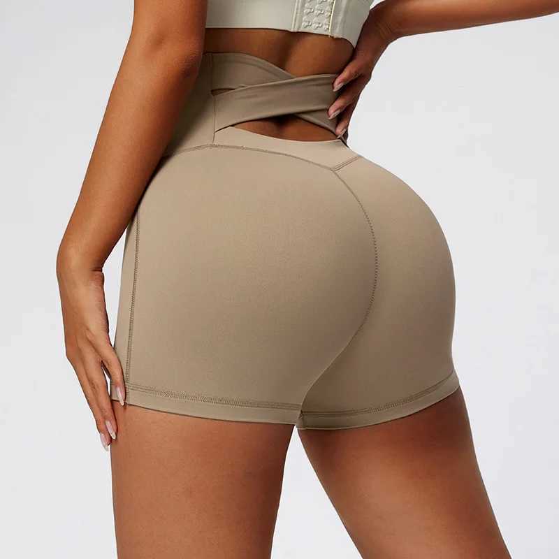 Womens high waisted yoga shorts fitness shorts running bike shorts breathable sports leg fitness shorts Y250412
