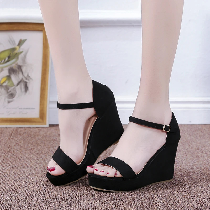 Womens Shoe Platform Sandals Womens Peep Toe High Wedge High Heel Bracelet Sandalia Espadrillles Womens Sandals 250408