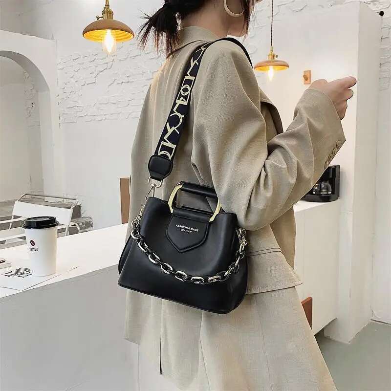 Designer Women's Bucket Thick Chain Handbags Purses Leather Shopper Shoulder Bag Female Mini Crossbody Bags Totes