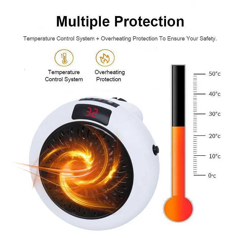 Electric Heater 900W Portable Plug In Wall Heater Room Heating Stove Remote Warmer Machine Home Office Warming Machine Y251113