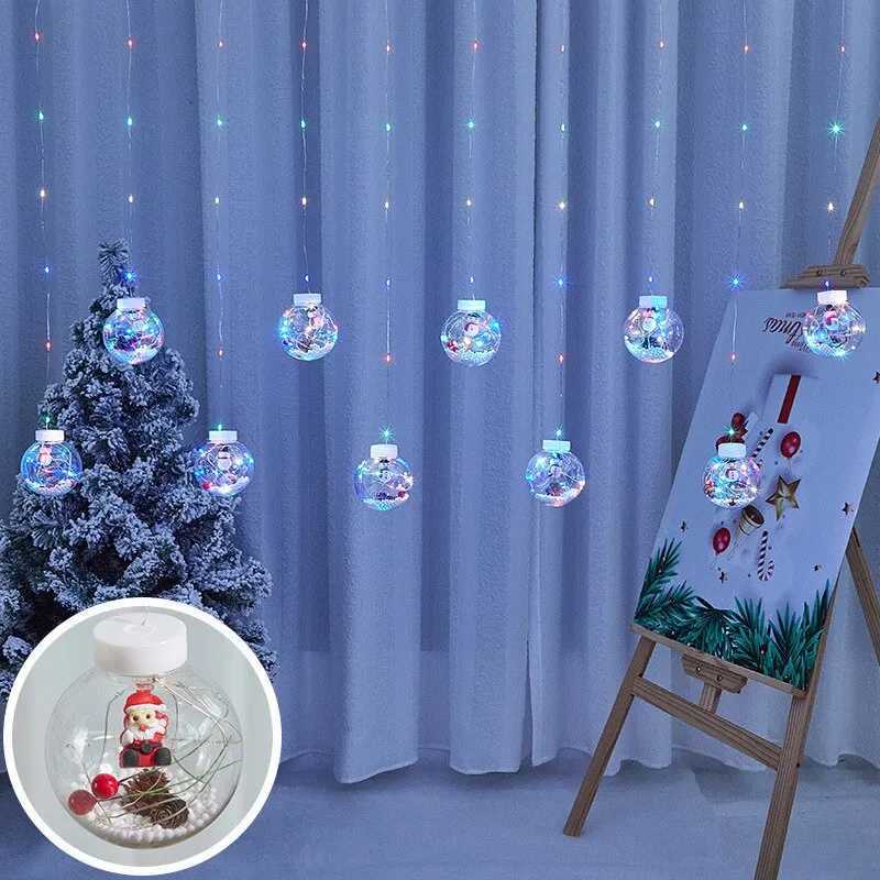 Christmas Ball LED Fairy Curtain Light String Wedding Holiday Garland Lamp for Home Room Party Decoration Navidad M251113