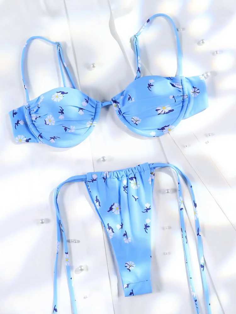 3 Pieces Bikini Set Sexy Push Up Bathing Suit Bandage Bikinis Low Waist Swimwear 2025 String Bikini Sets Women Summer swimsuitW251113