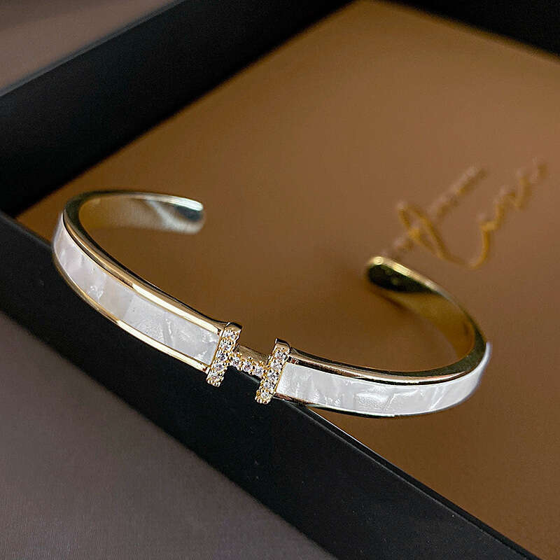 Gold Tone Letter Shaped Bangle Bracelet With Accents Stylish Birthday Jewelry Gift For Her High Quality And Chic Accessory