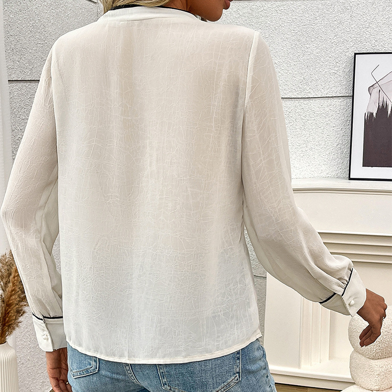 Womens clothing 2025 spring new style shirt elegant long sleeved shirt lotus collar cardigan