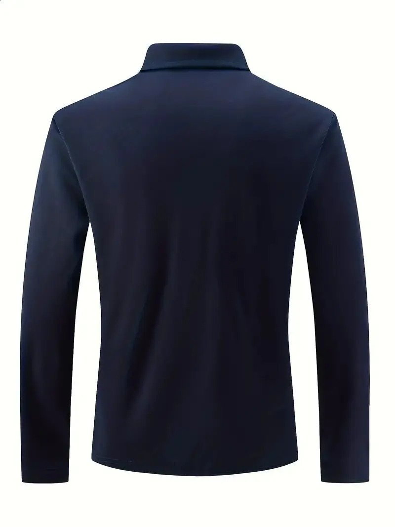 2025 Classic Fashion Button Solid Color Long Sleeve Collar Shirt Sporty Breathable Casual Flip Collar Pocket Polo Shirt 250409