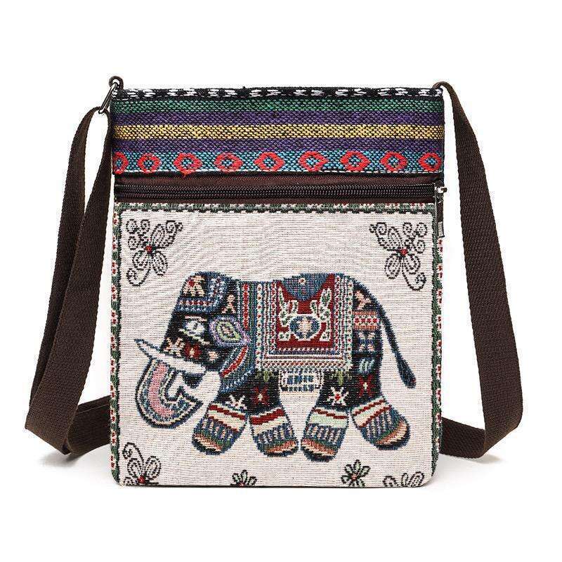 New best-selling embroidered ethnic style for women's cute outdoor travel mobile phone canvas crossbody shoulder bag