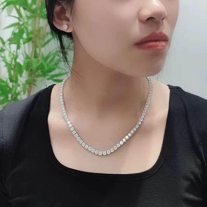 Hip Pop S925 Silver 3mm 4mm 5mm 6mm DEF Moissanite Chain Women Necklace Tennis Necklace