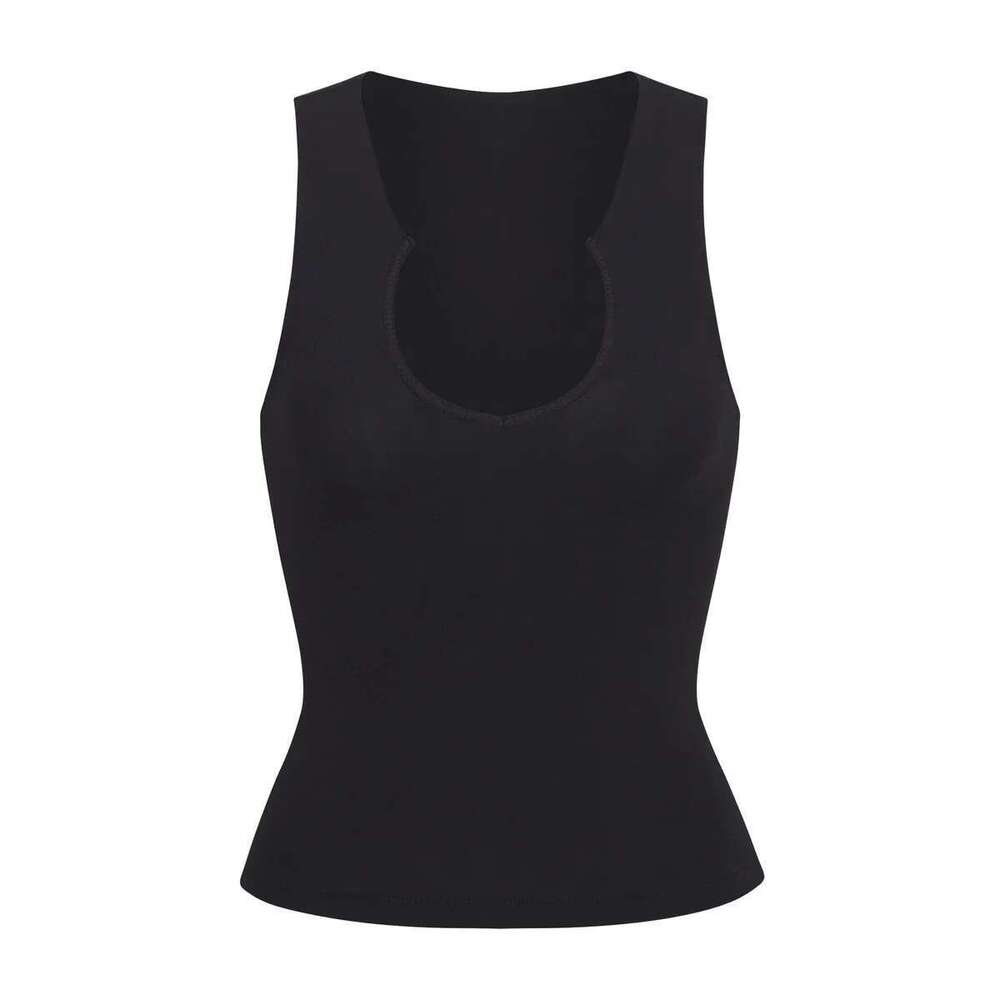 Women's Wear Kim Heart-Shaped Collar Sleeveless Pure Cotton Casual Vest V-Neck T-Shirt