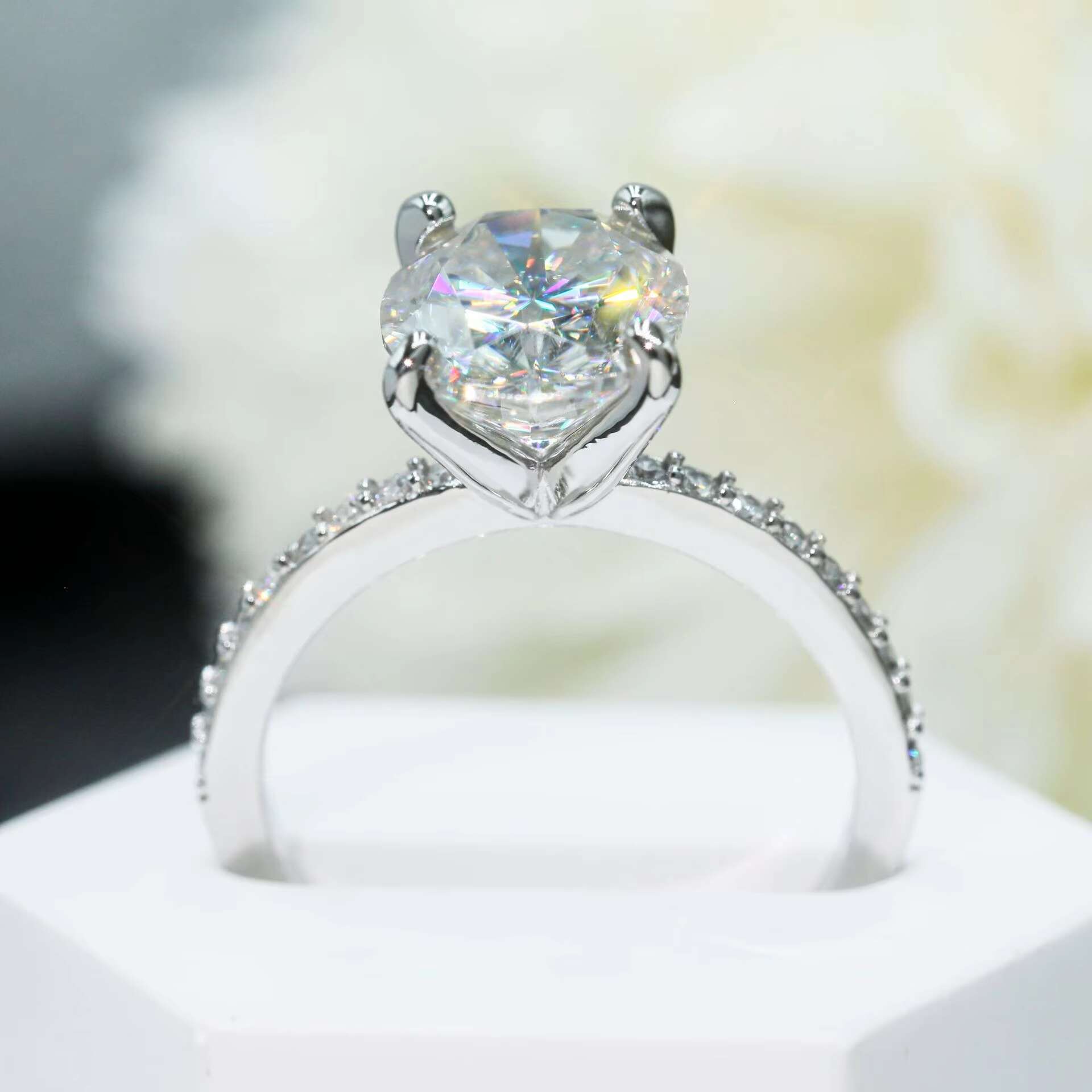 Fine Jewelry Rings 925 Sterling Silver 5 Ct Vvs Diamond Engagement Moissanite Rings for Women