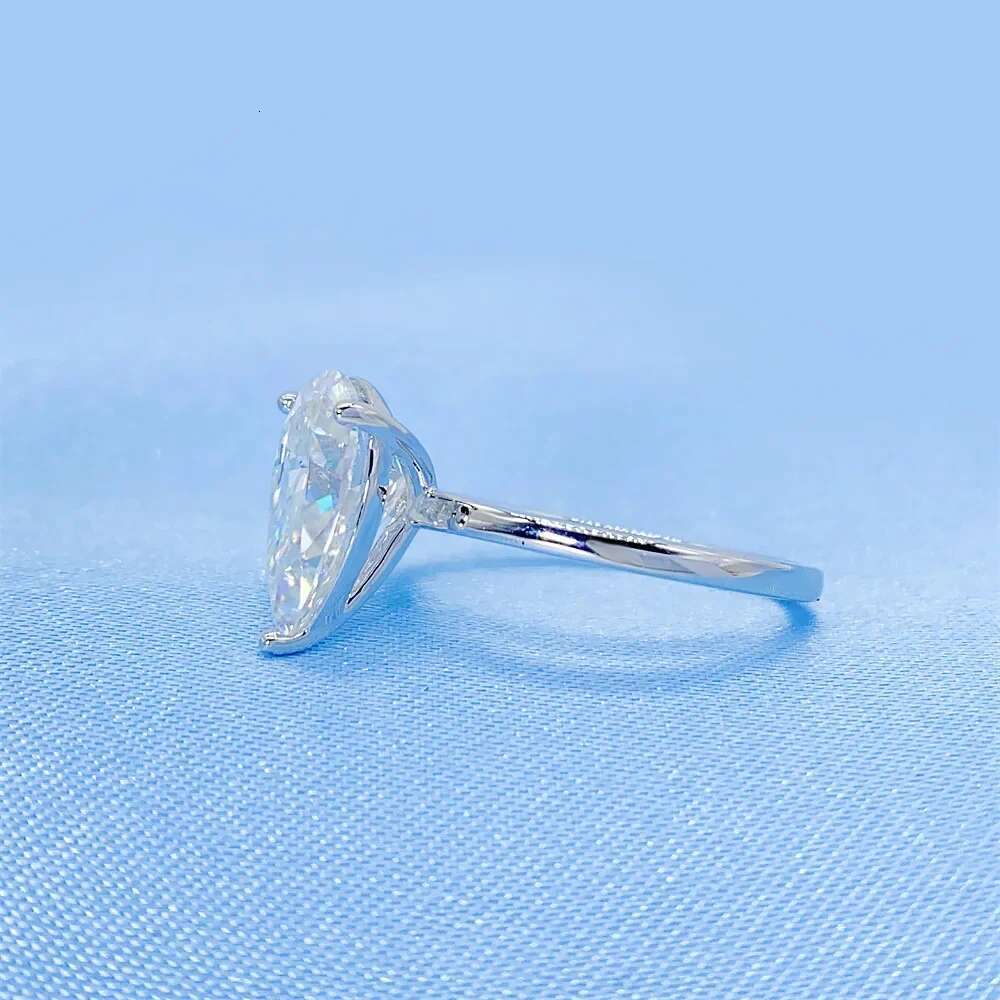 Pear Shaped Moissanite Solitaire Engagement Rings for Women 1-4CT D Color Diamond S925 Sterling Silver Wedding Band Fine Jewelry