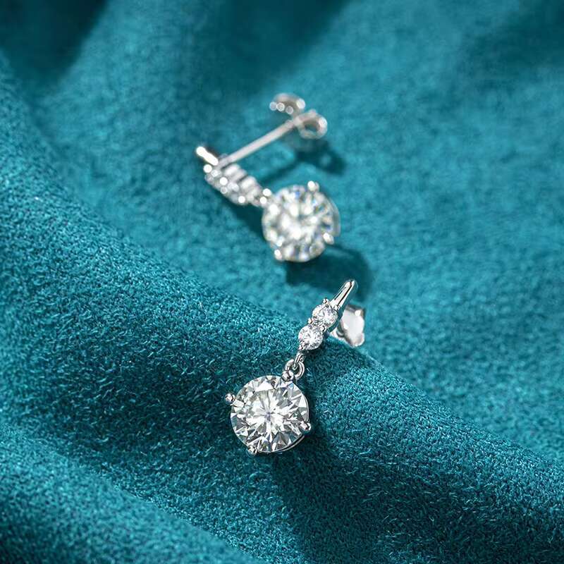Classic White Gold Womens Wedding Jewellery Fashion 925 Silver Moissan Diamond Earrings Premium Luxury Earrings