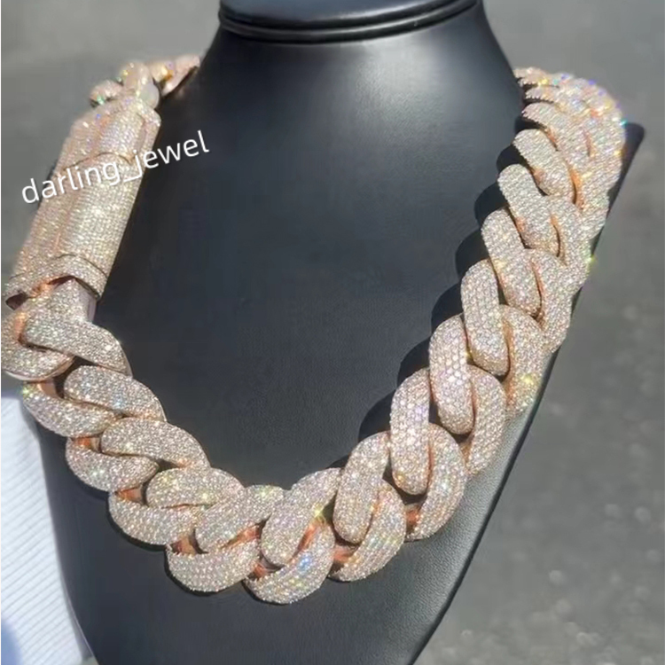Big Size 30mm Hip Hop Jewelry Iced Out Miami Cuban Chain S925 Sterling Silver VVS Moissanite Rapper Cuban Link Chain Necklace