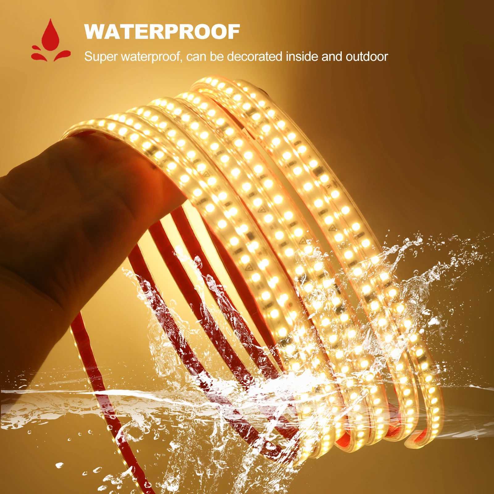 AC 220V LED Lights Adhesive Strip SMD 2835 05m-30m 120LEDs/m 240sLED/m Waterproof Outdoor LED Strip 10cm Cuttable Flexible Lamp W251112