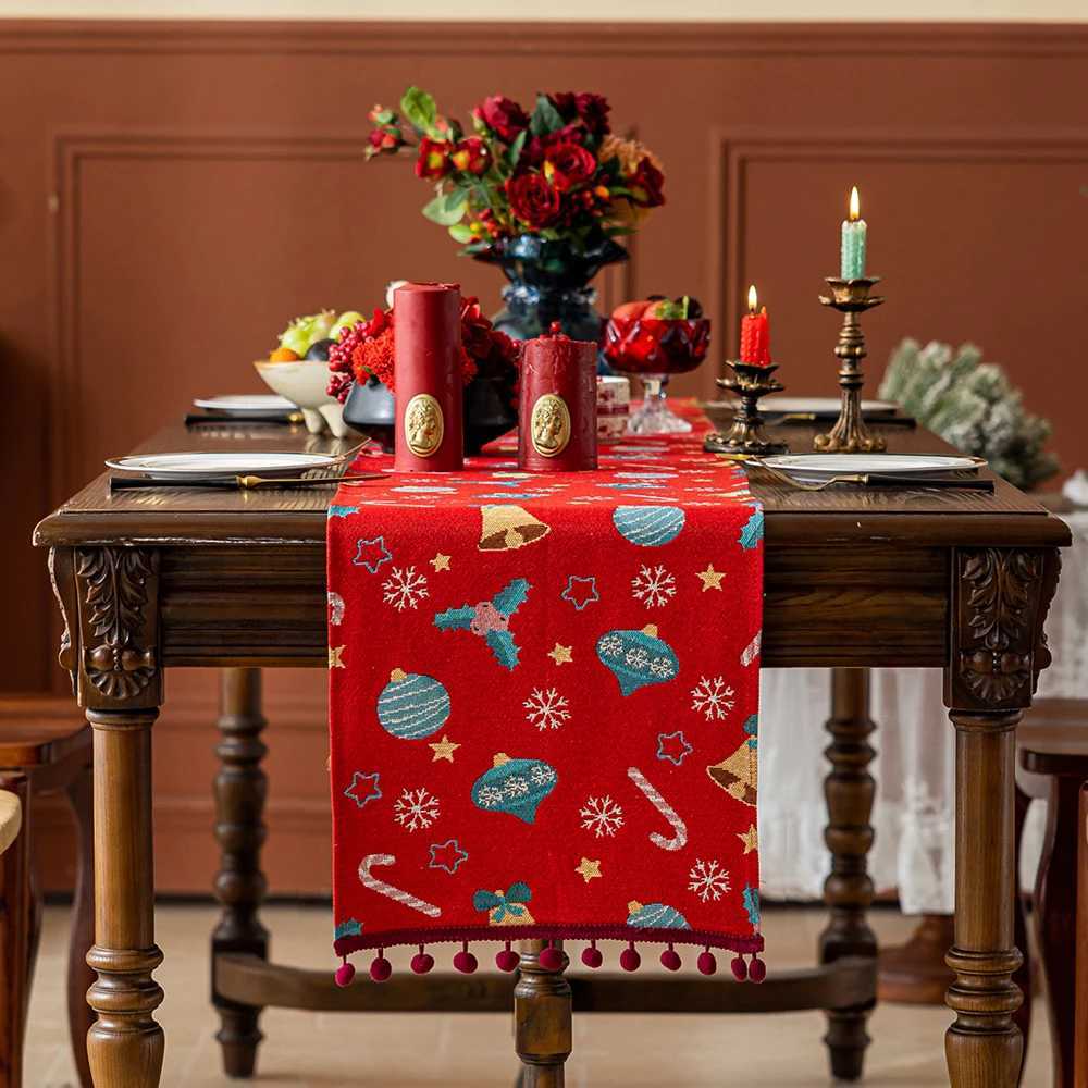 Christmas Cozy Woven Christmas Table Runner Set for Holiday Dining Table Decor Sideboard and Party Tablecloths with Warm Celebration Vibe Y251113