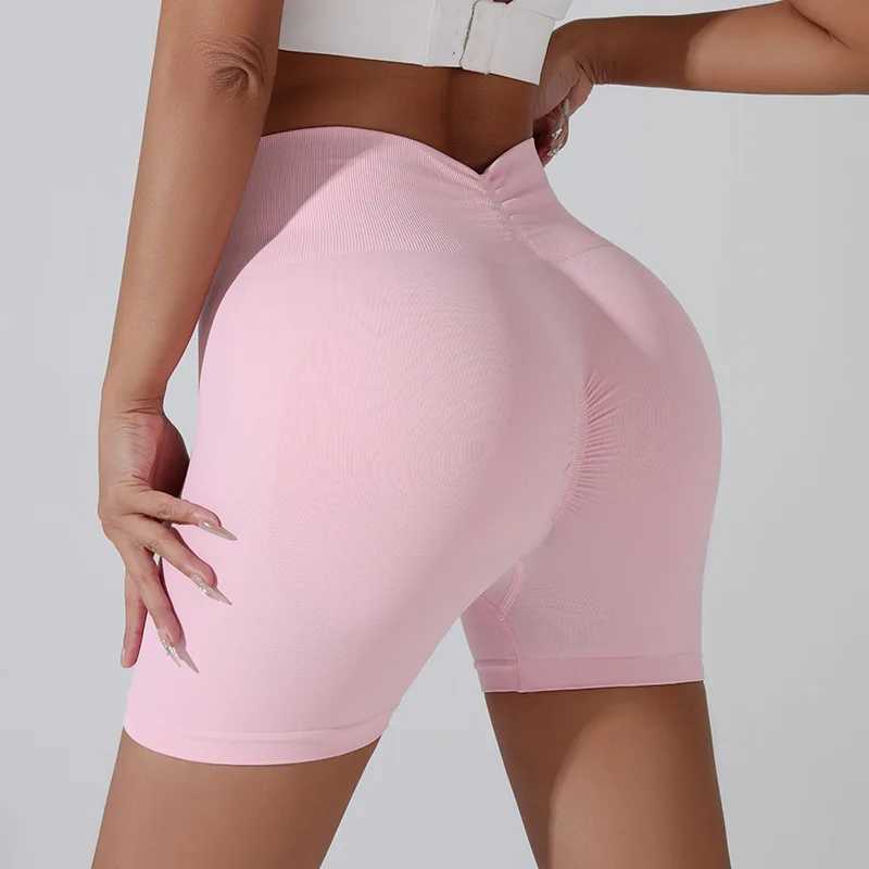 Yoga exercise shorts peach hip and fitness pants suitable for women three-point high waist hip lifting running quick drying shorts Y250412