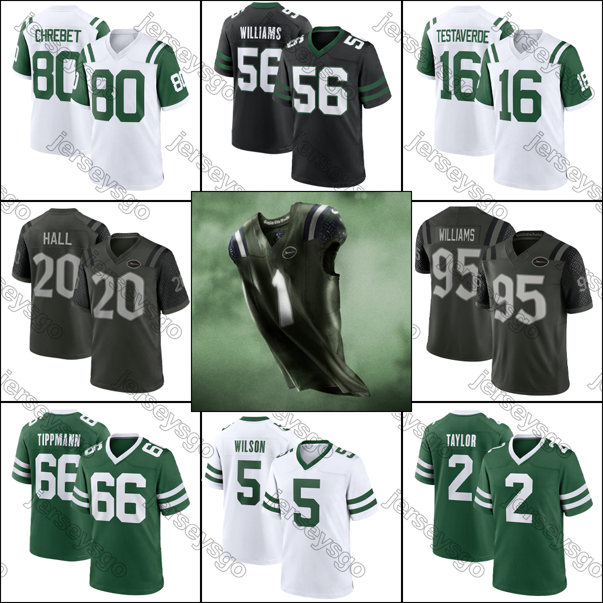 Garrett Wilson Football Jersey Jet Justin Fields Quinnen Williams Ahmad Sauce Gardner Breece Hall Braelon Allen Quincy Williams Tyrod Taylor Football Jerseys