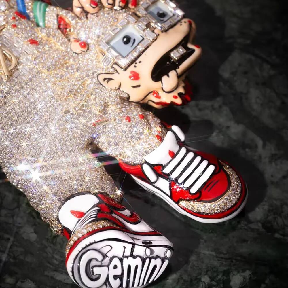 Fashion Popular Iced Out Custom 3D Horror Cartoon Pendant Brilliant VVS Moissanite Diamond Hip Hop High Quality Pendant Jewelry