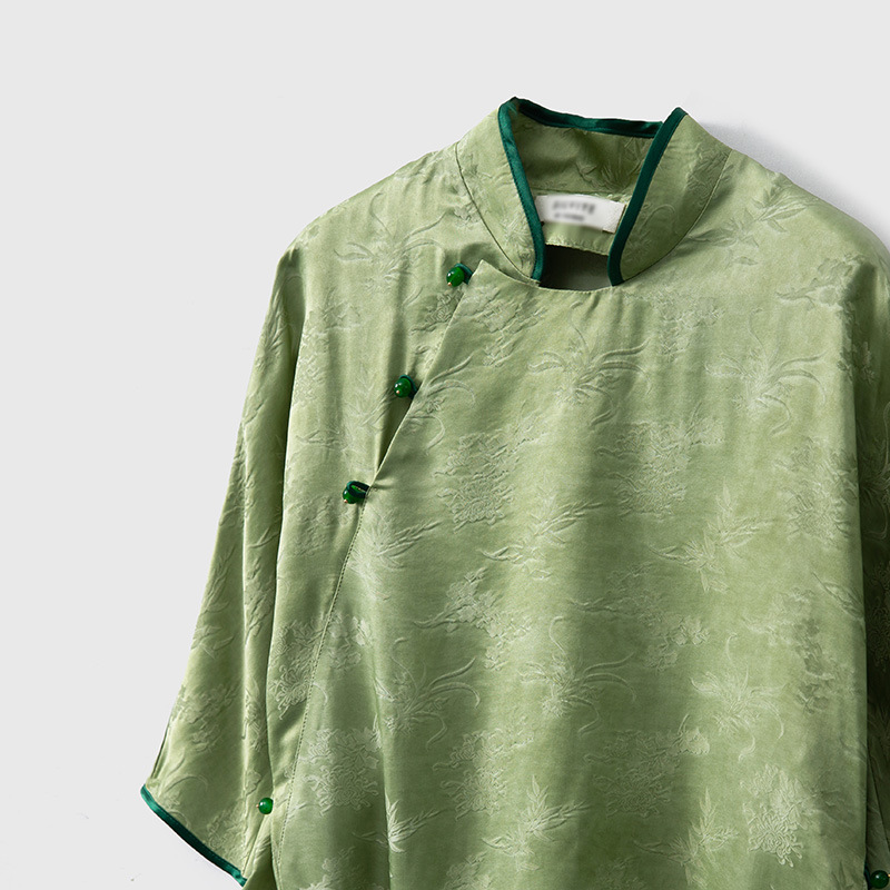 S099 High-end Plant-dyed Silk Jacquard Dress