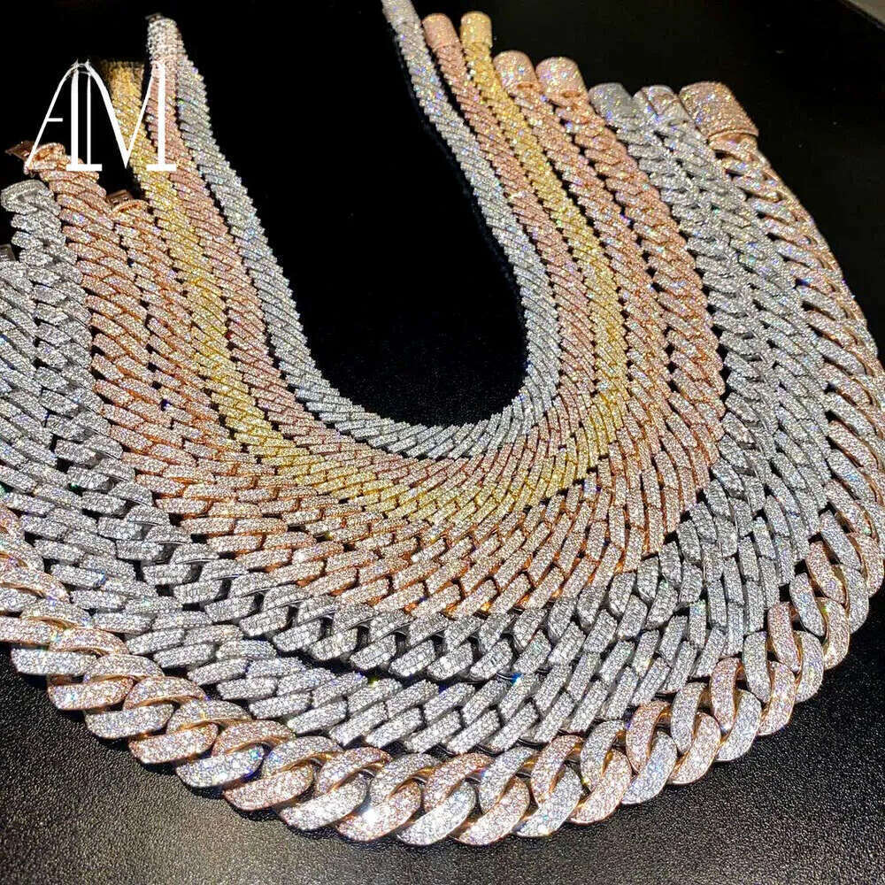 Fine Jewelry In stock Sterg Sier VVS Moissanite Dia Iced Out Miami Cuban k Chain Necklace For Men