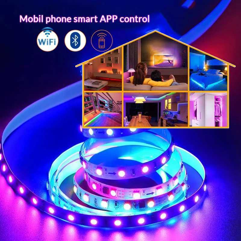 1-20M USB RGB LED Strip Lights with Wifi Bluetooth APP Remote Control RGB TV Backlight Flexible Lamp Tape For Room Party Decor W251112