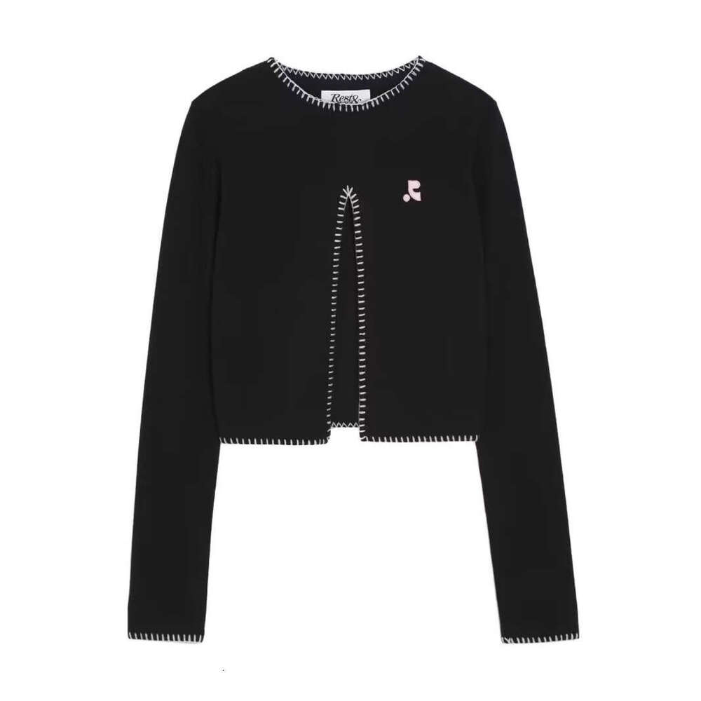 Designer clothing Designer clothing South Korean RR slim knit long sleeved shirt slit a sense of careful machine with visible thread and design