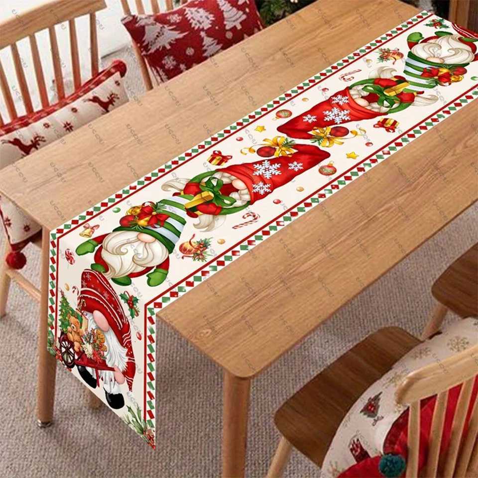 Christmas Gnome Style Christmas Table Runner Bohemian Holiday Decorative Tablecloth Flag Family Party Rectangular Kitchen Santa Claus Gift Y251113