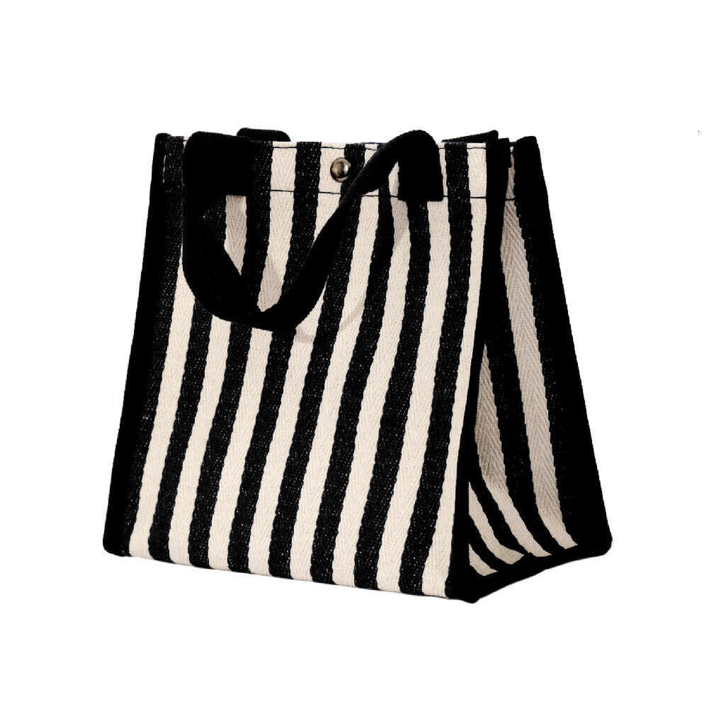 Japanese minimalist striped student handbag, multi-purpose shopping portable thickened canvas bag, mom storage bag