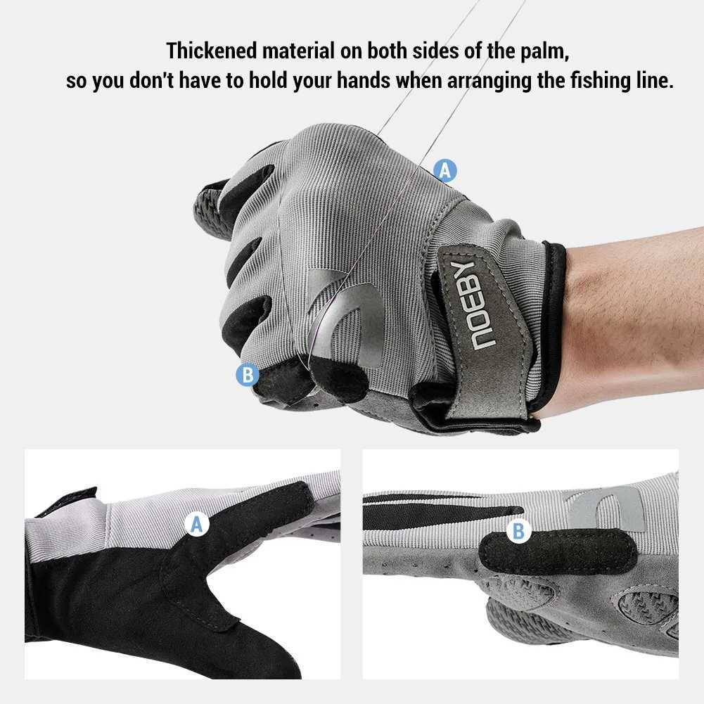 Noeby Fishing Gloves Non-slip Full Finger Outdoor Sun Protection Anti-UV Cycling Running Gloves Men Women TackleC250412