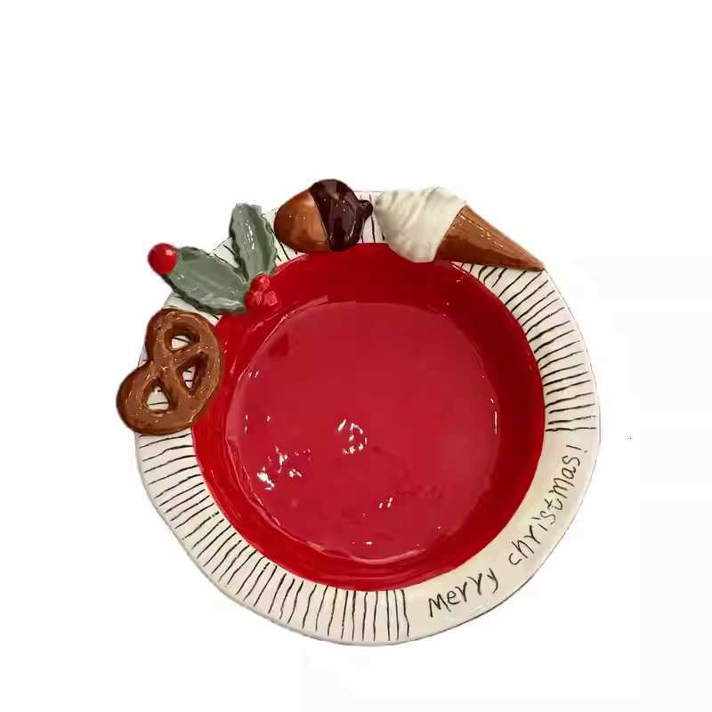 Christmas Ceramic Christmas Dinner Plate Underglaze Spaghetti Plates Exquisite Household Deep Dish Creative Dessert Tray Gift Y251113