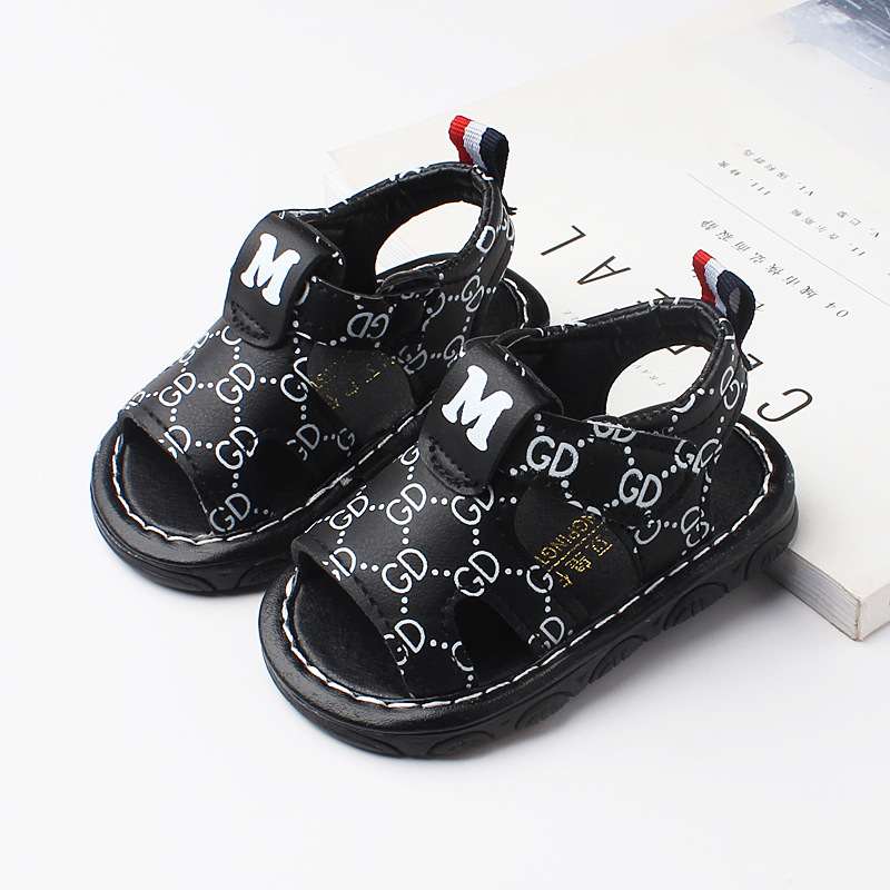 designer shoes new Summer style whistle boys' sandals for 0-1-2 years old toddler squeaky shoes with ox tendon sole for baby learning to walk.