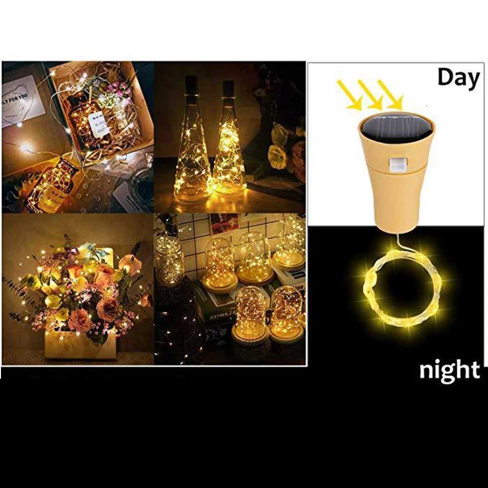 Solar Power Wine Bottle Lights LED Waterproof String Light outdoor Fairy Garland Lights Christmas Wedding bar hotel Decoration M251113