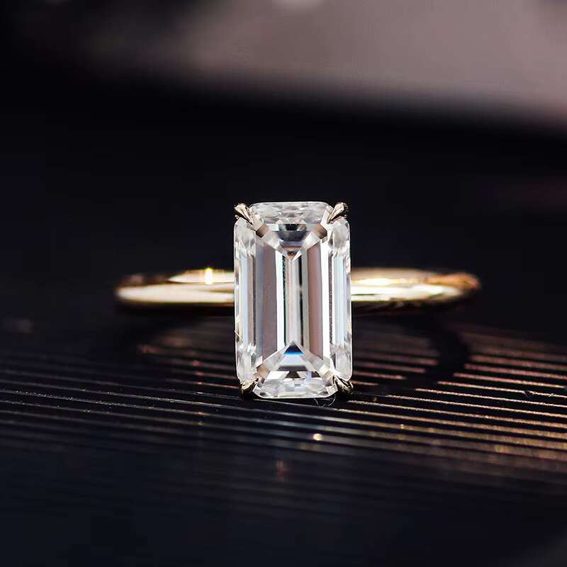 7*9mm 3ct Vvs Moissanite Solitaire Ring Gra Certified Emerald Cut 10k 14K 18K Gold Moissanite Ring for Women Engagement Wedding