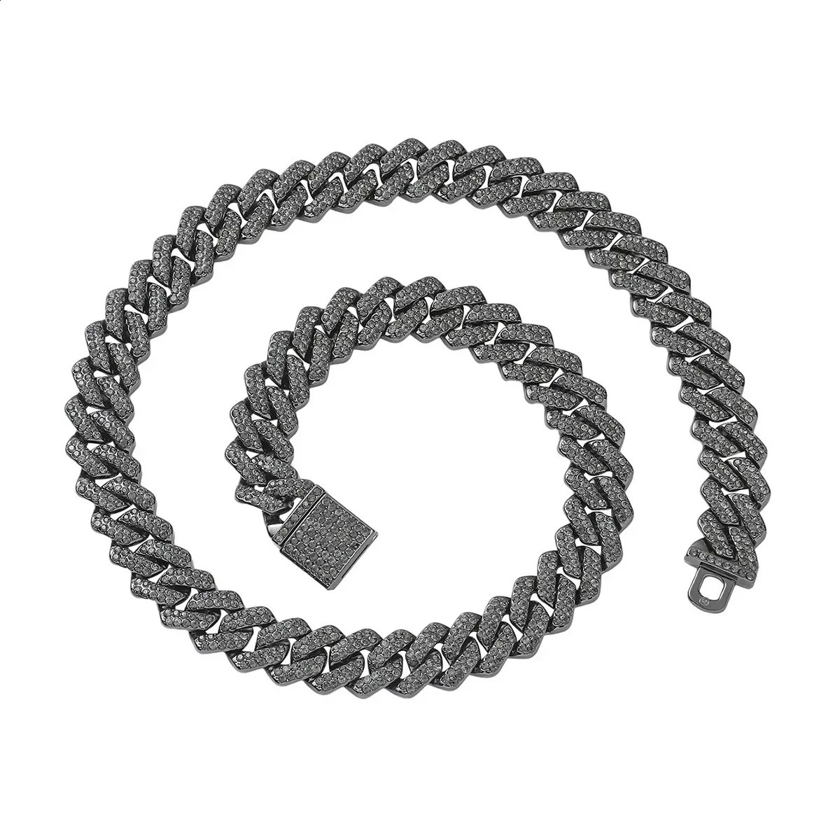 Colorful Purple Stone Ice Out of Miami Cuban Link Chain Necklace Teen Men and Women Hip Hop Trend Necklace Party Kpop 250409